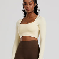 Define 2.0 Seamless Long Sleeve Built-In Bra Top | Vanilla