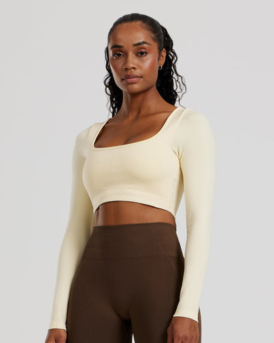 Define 2.0 Seamless Long Sleeve Built-In Bra Top | Vanilla