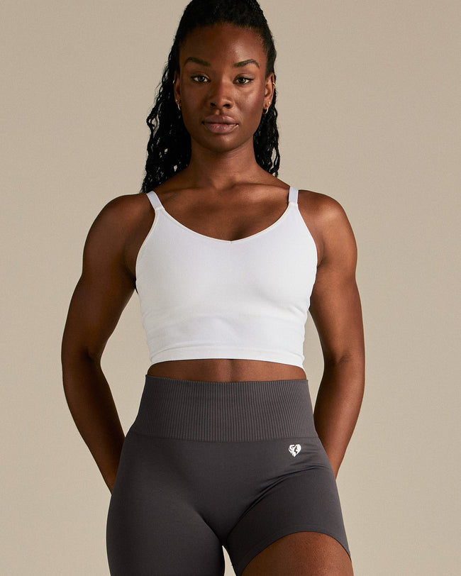 Power Seamless Built-In Bra Tank | White