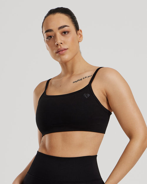 Motion Seamless Straight Neck Bra | Black