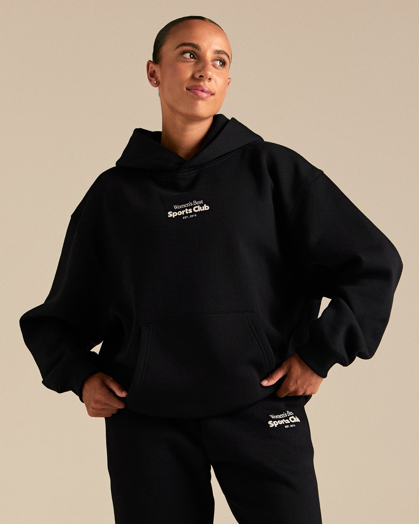 Comfort Oversized Sports Club Hoodie | Black