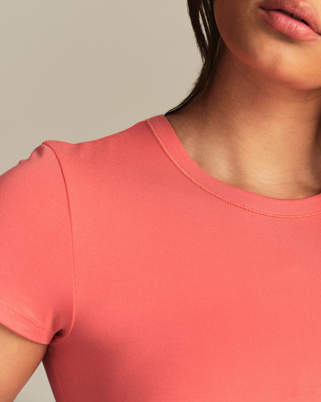 Smooth Contour Cropped Short Sleeve T-Shirt | Sunlit Coral