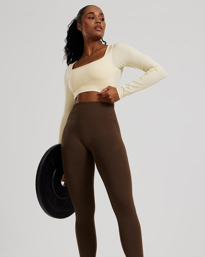 Define 2.0 Seamless Long Sleeve Built-In Bra Top | Vanilla