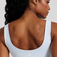 Essential Built-In Bra Scoop Back Tank | Icy Blue