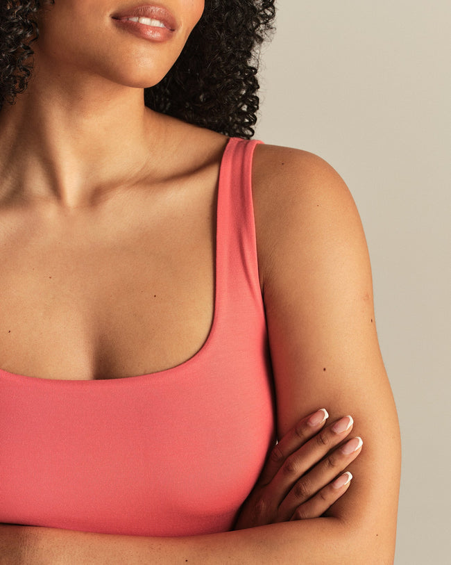 Smooth Contour Midi Square Neck Tank | Sunlit Coral
