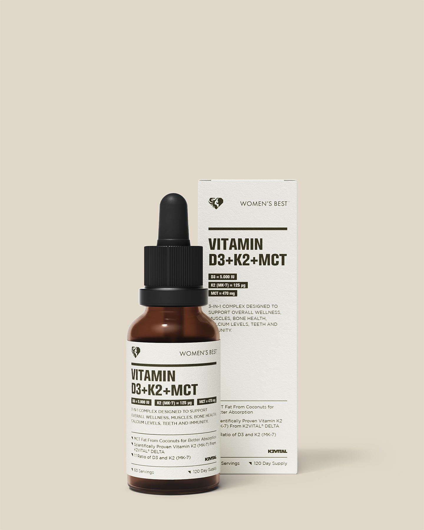 Vitamin D3 + K2 + MCT 5 000IU Liquid Drops