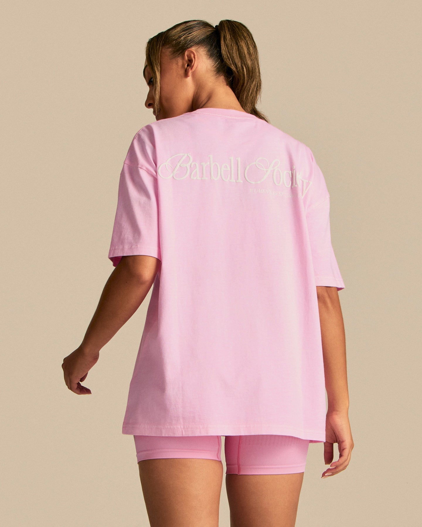 Comfort Oversized Barbell Society Short Sleeve T-Shirt | Candy Pink (1/6)