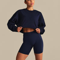 Comfort Lightweight Cropped Sweat | Sapphire Blue