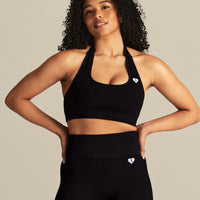 Power Halter Neck Bra | Black
