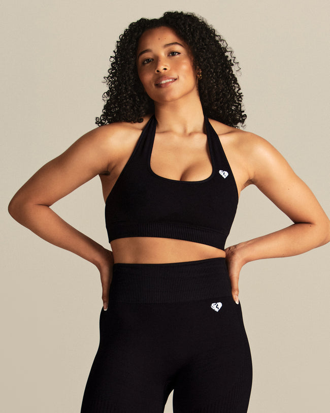 Power Halter Neck Bra | Black