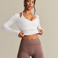Smooth Contour Long Sleeve Reversible T-Shirt | White