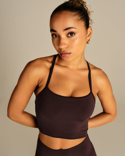 Essential Built-In Bra Crop Tank Top | Cafe Noir