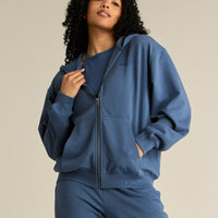 Comfort Lightweight Oversized Zip Up Hoodie | Blueberry