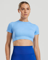 Motion Seamless Short Sleeve Crop Top | Sky Blue