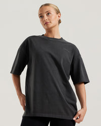 Comfort Vintage Look Oversized Short Sleeve T-Shirt | Black