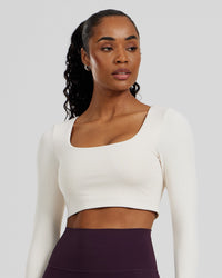 Essential Long Sleeve Built-In Bra Top | Off White