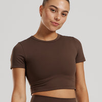 Essential Cropped Short Sleeve Tee | Cocoa