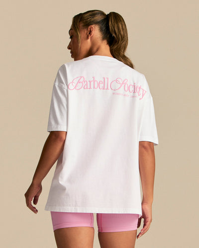 Comfort Oversized Barbell Society Short Sleeve T-Shirt | White (1/6)