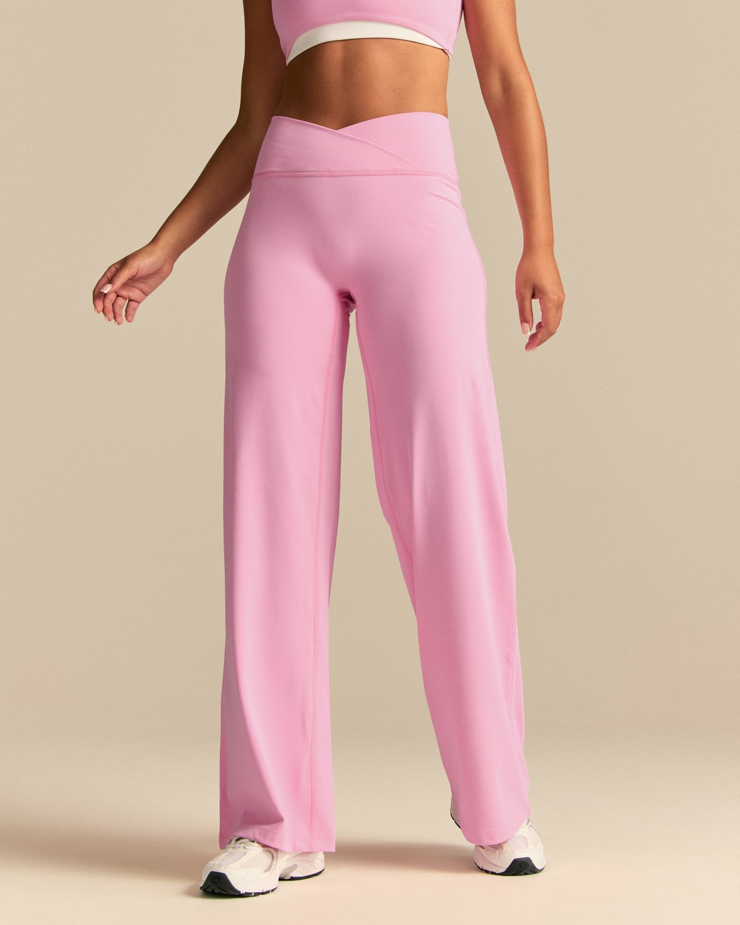 Essential Wrap High Waist Straight Leg Pants | Candy Pink (1/6)