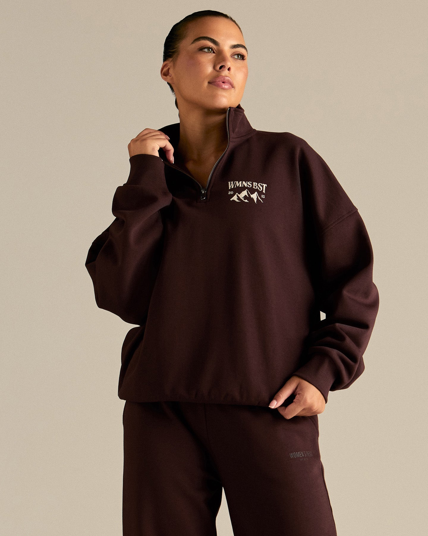 Comfort Outdoor 1/4 Zip Graphic Sweat | Cafe Noir