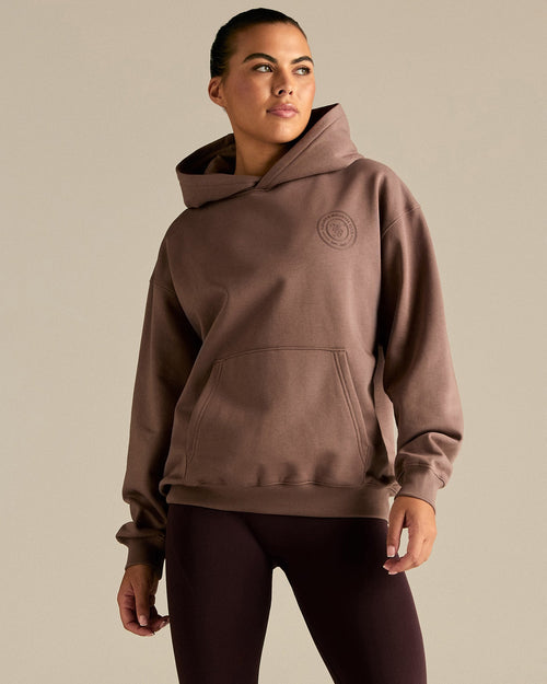 Comfort Oversized Health Club Graphic Hoodie | Mocha