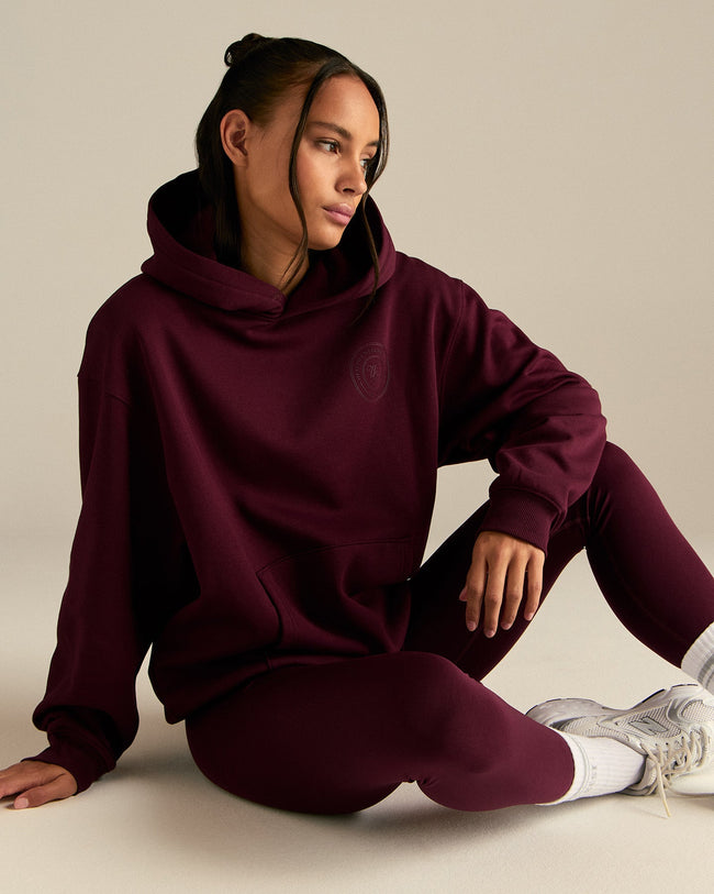Comfort Oversized Health Club Graphic Hoodie | Merlot