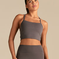 Essential Built-In Bra Crop Tank Top | Slate Grey