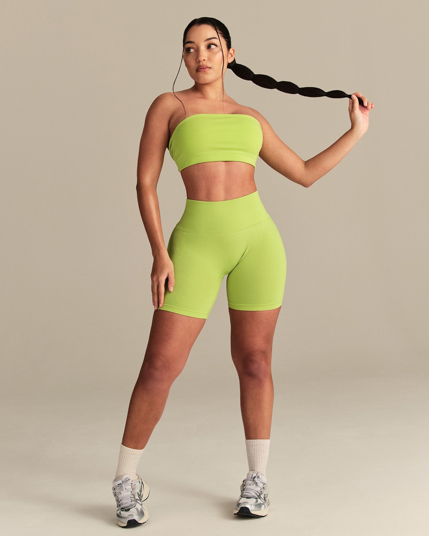 Essential Twist Back Bandeau Bra | Lime Punch