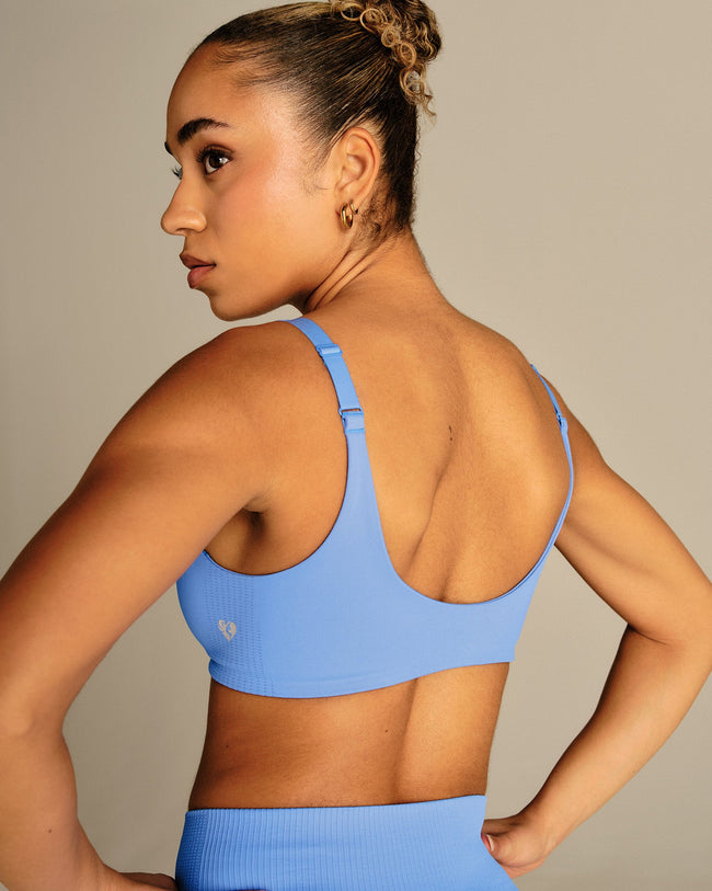 Power Reversible Twist Bra | Chambray Blue