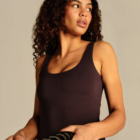 Essential Built-In Bra Scoop Back Tank | Cafe Noir