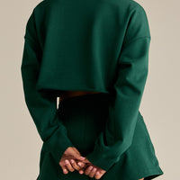 Comfort Lightweight Cropped Sweat | Emerald