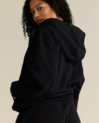 Comfort Lightweight Oversized Zip Up Hoodie | Black