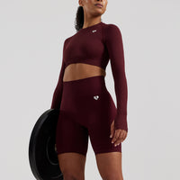 Power Seamless Long Sleeve Crop Top | Dark Cherry