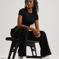 Comfort Ribbed Cropped T-Shirt | Black