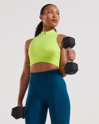 Define Seamless Half Zip Crop Tank | Cyber Lime