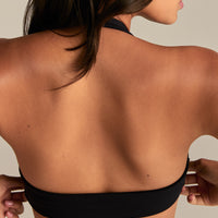 Essential Twist Front Halter Bra | Black