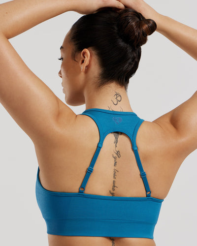 Motion Seamless Racer Back Bra | Peacock Blue