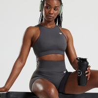 Power Seamless High Neck Bra | Graphite