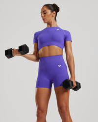 Power Seamless Short Sleeve Crop Top | Purple Flash