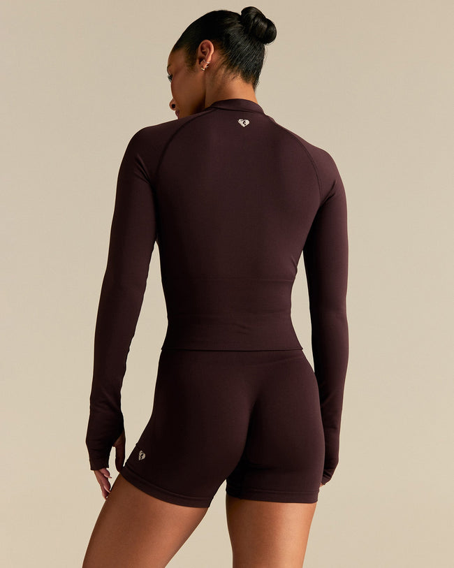 Define 2.0 Seamless Full Zip Midi Jacket | Cafe Noir