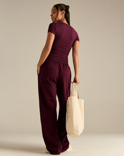 Smooth Contour Midi Short Sleeve T-Shirt | Merlot