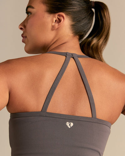 Essential Built-In Bra Crop Tank Top | Slate Grey