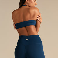 Essential Twist Front Halter Bra | True Navy