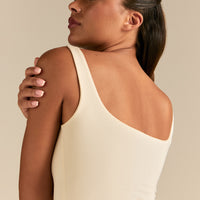 Smooth Contour Midi Square Neck Tank | Coconut White