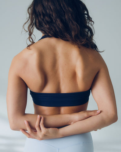 Essential Twist Front Halter Bra | Sapphire Blue