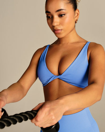 Power Reversible Twist Bra | Chambray Blue
