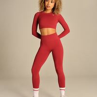 Power Long Sleeve Crop Top | True Red