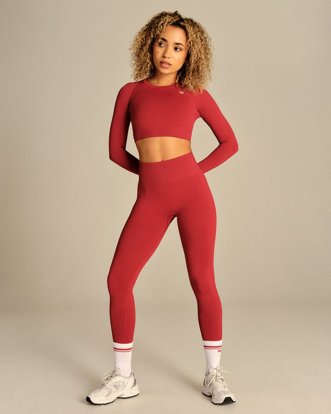Power Long Sleeve Crop Top | True Red