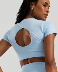 Motion Seamless Short Sleeve Crop Top | Powder Blue