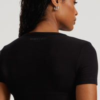 Comfort Ribbed Cropped T-Shirt | Black